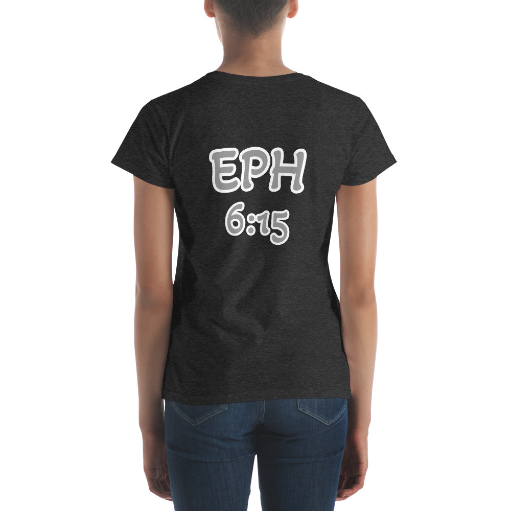 WOMEN Gospel "OF" Peace [Ephesians 6:15] short sleeve t-shirt