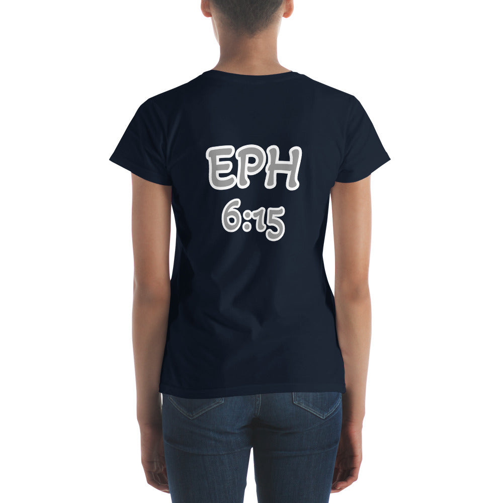 WOMEN Gospel "OF" Peace [Ephesians 6:15] short sleeve t-shirt