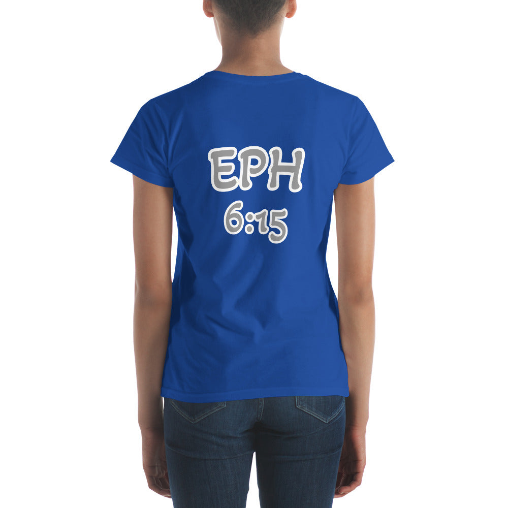 WOMEN Gospel "OF" Peace [Ephesians 6:15] short sleeve t-shirt