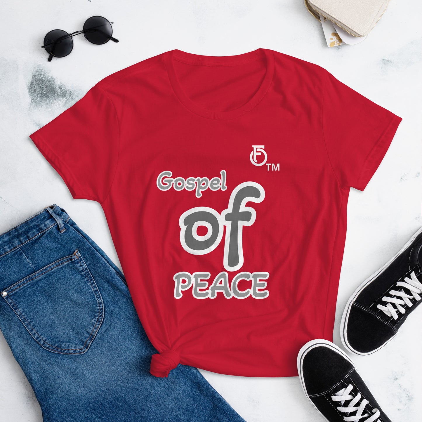 WOMEN Gospel "OF" Peace [Ephesians 6:15] short sleeve t-shirt