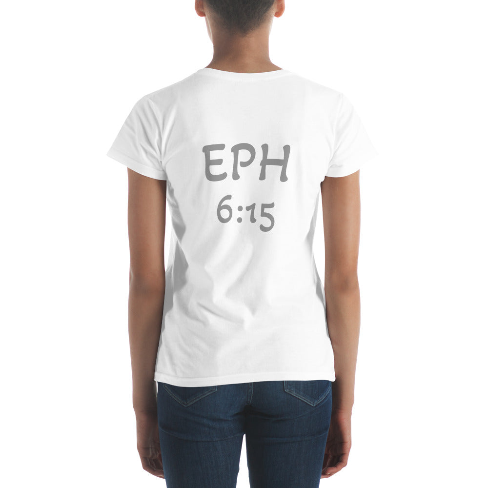 WOMEN Gospel "OF" Peace [Ephesians 6:15] short sleeve t-shirt