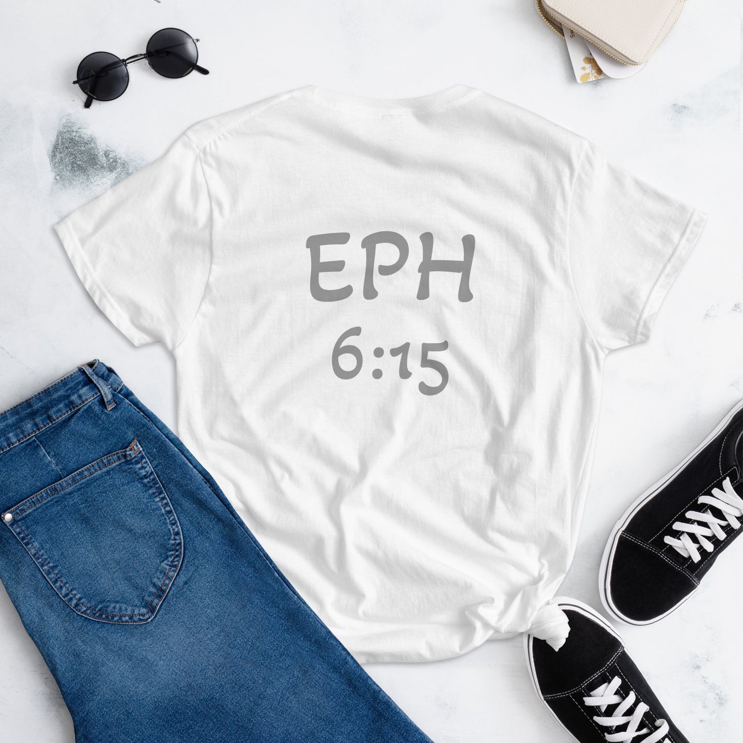 WOMEN Gospel "OF" Peace [Ephesians 6:15] short sleeve t-shirt