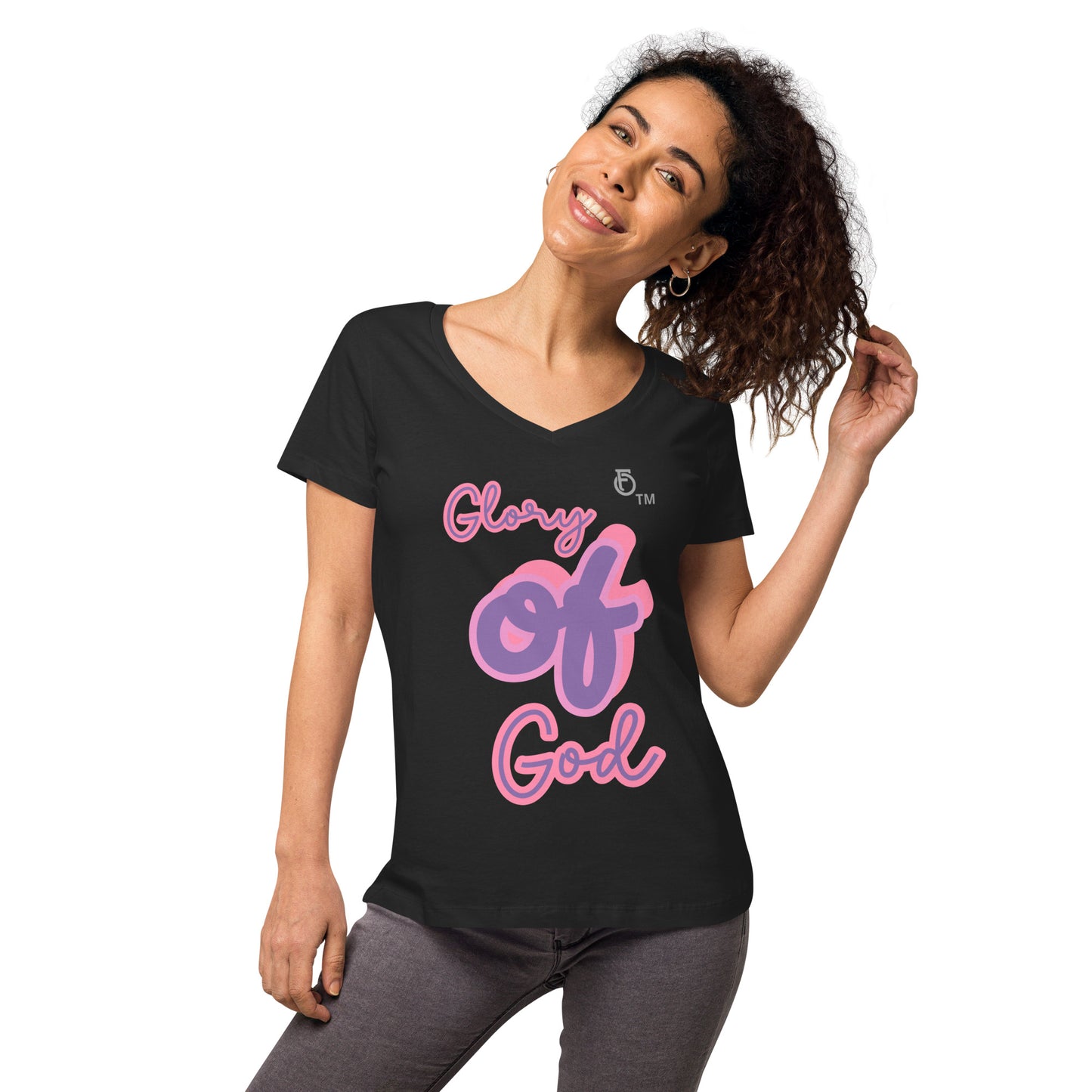 WOMEN Glory "OF" God [John 11:40] fitted v-neck t-shirt