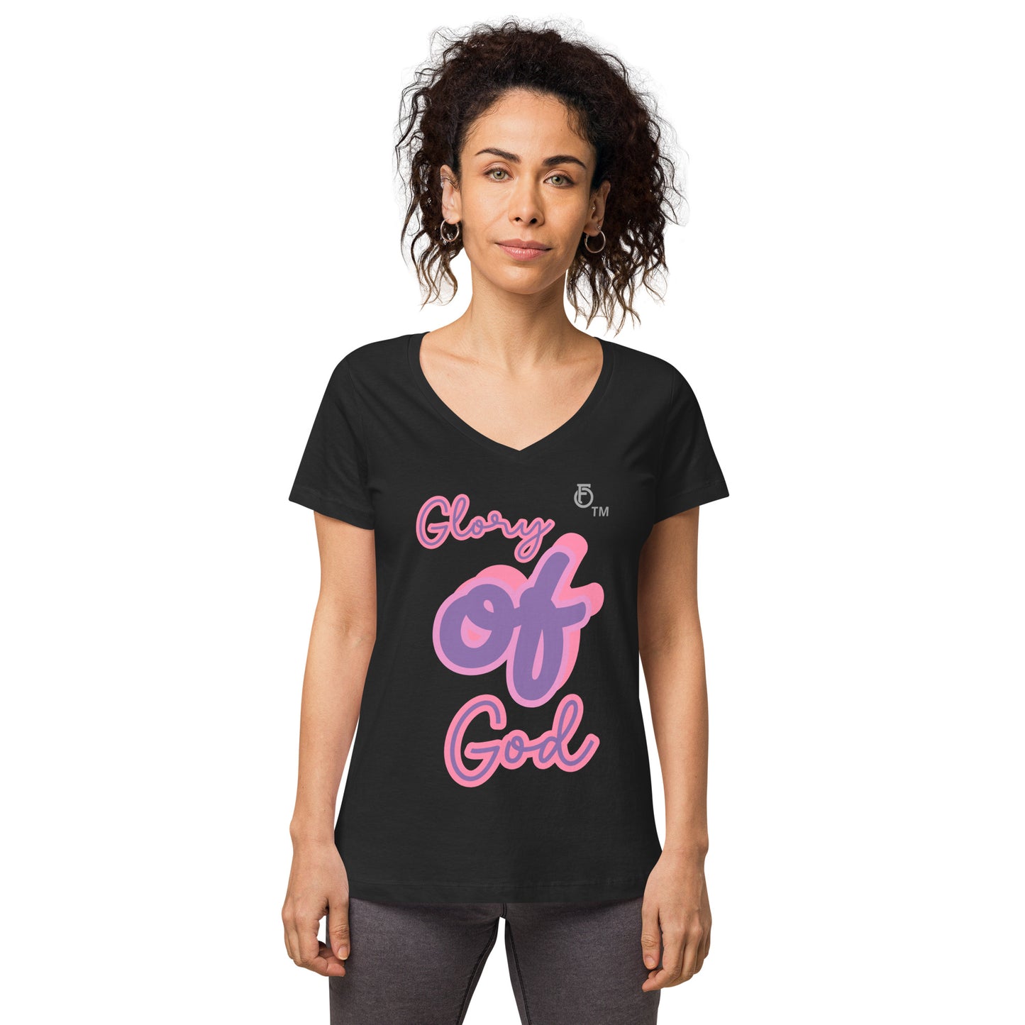 WOMEN Glory "OF" God [John 11:40] fitted v-neck t-shirt