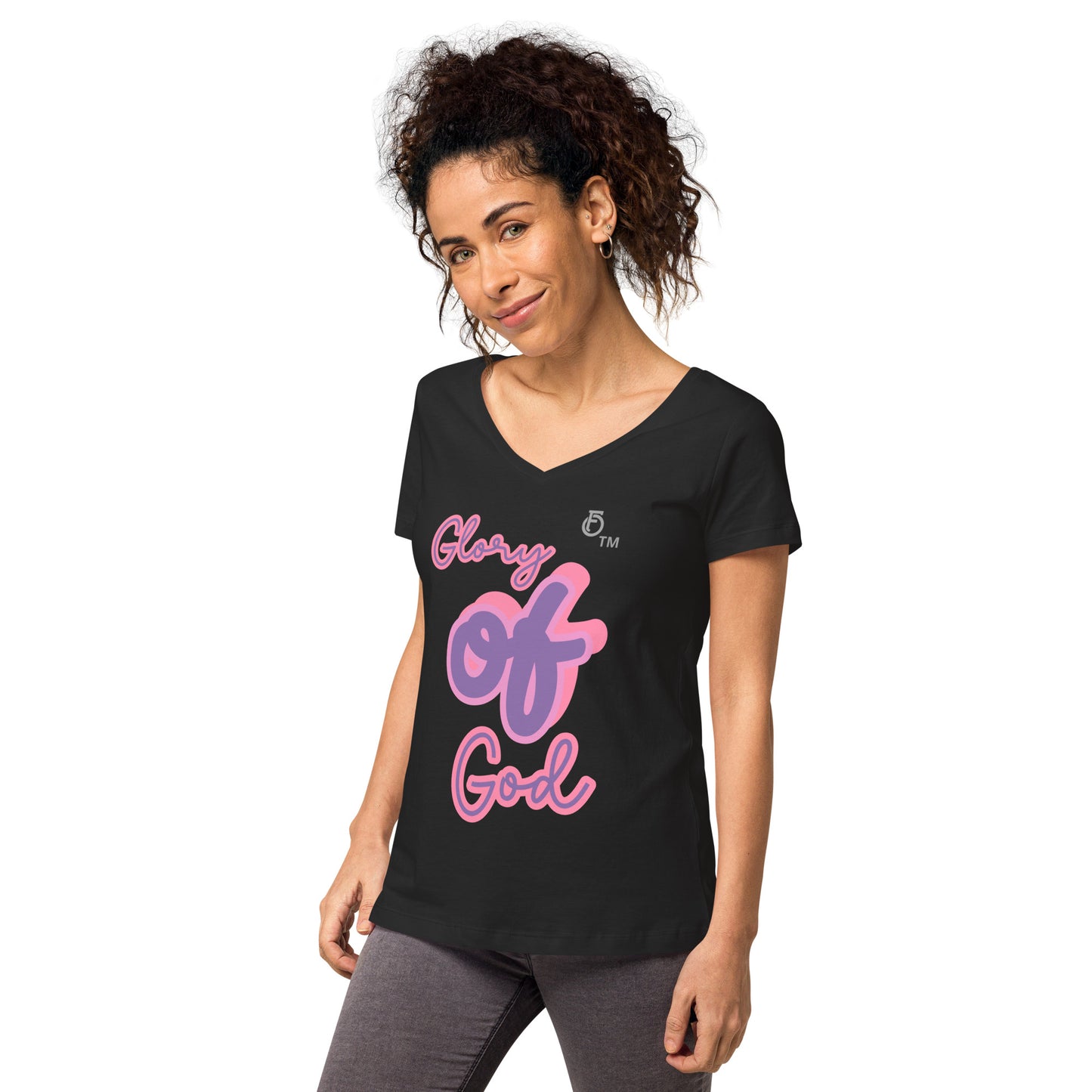WOMEN Glory "OF" God [John 11:40] fitted v-neck t-shirt