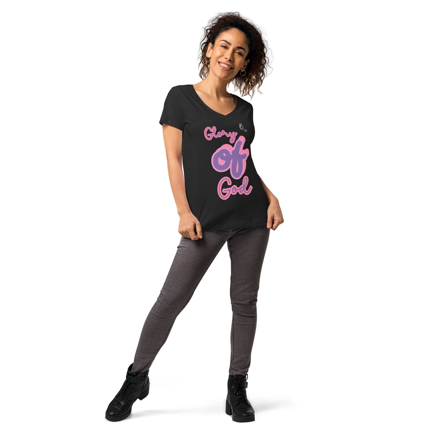WOMEN Glory "OF" God [John 11:40] fitted v-neck t-shirt