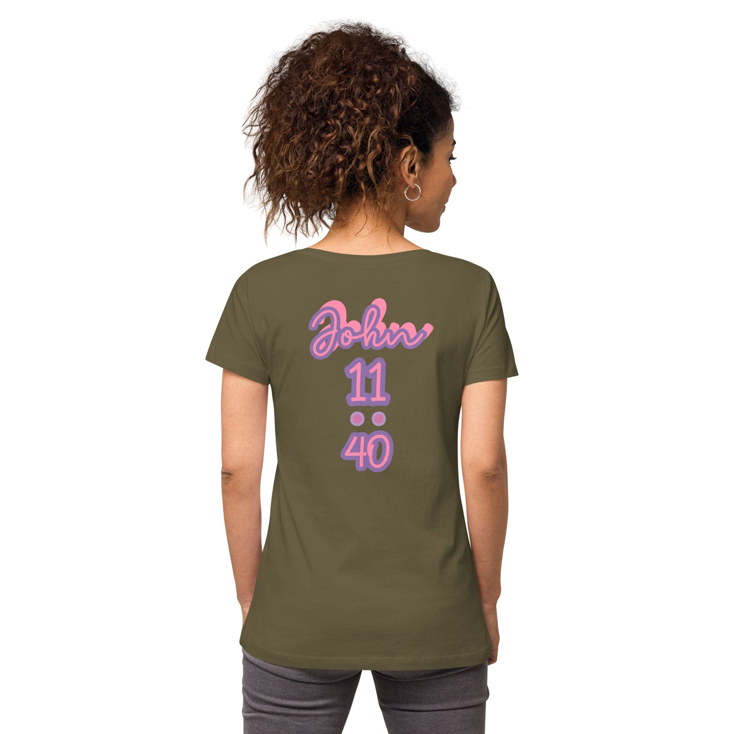 WOMEN Glory "OF" God [John 11:40] fitted v-neck t-shirt