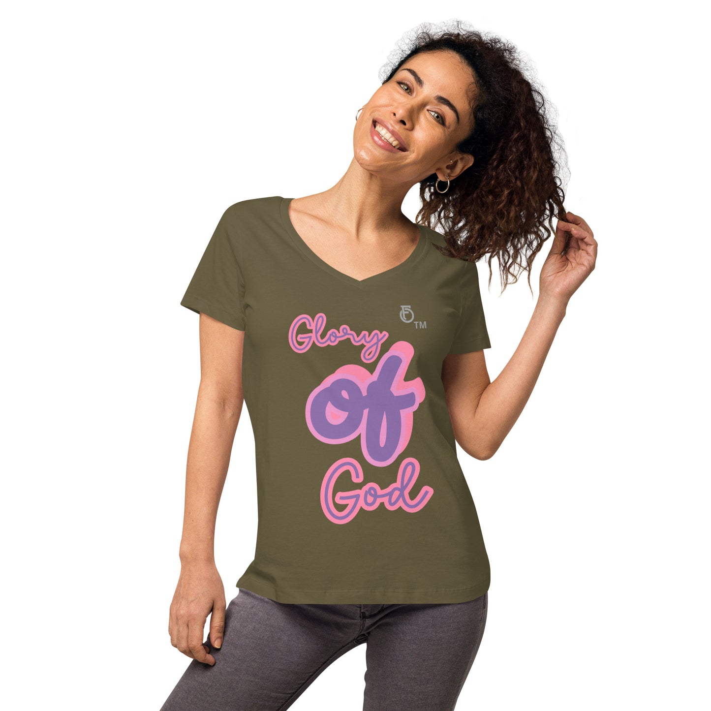 WOMEN Glory "OF" God [John 11:40] fitted v-neck t-shirt