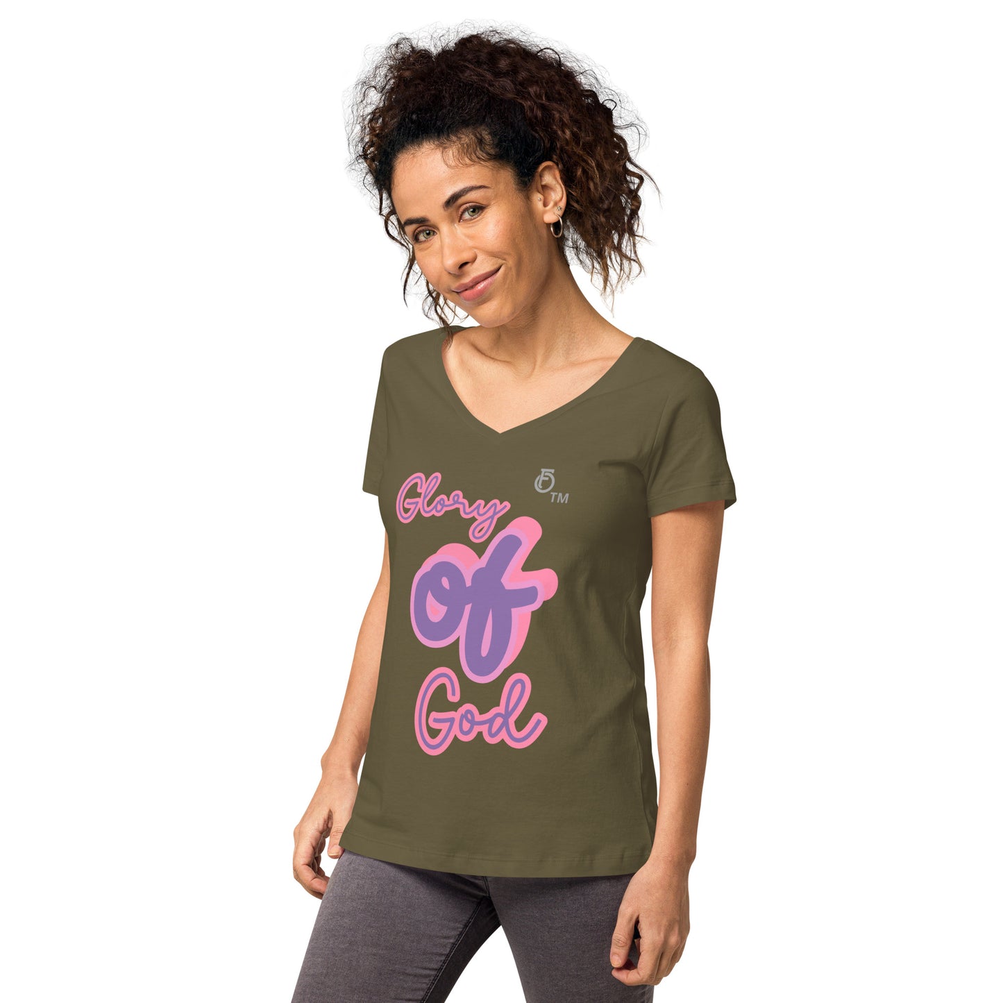 WOMEN Glory "OF" God [John 11:40] fitted v-neck t-shirt