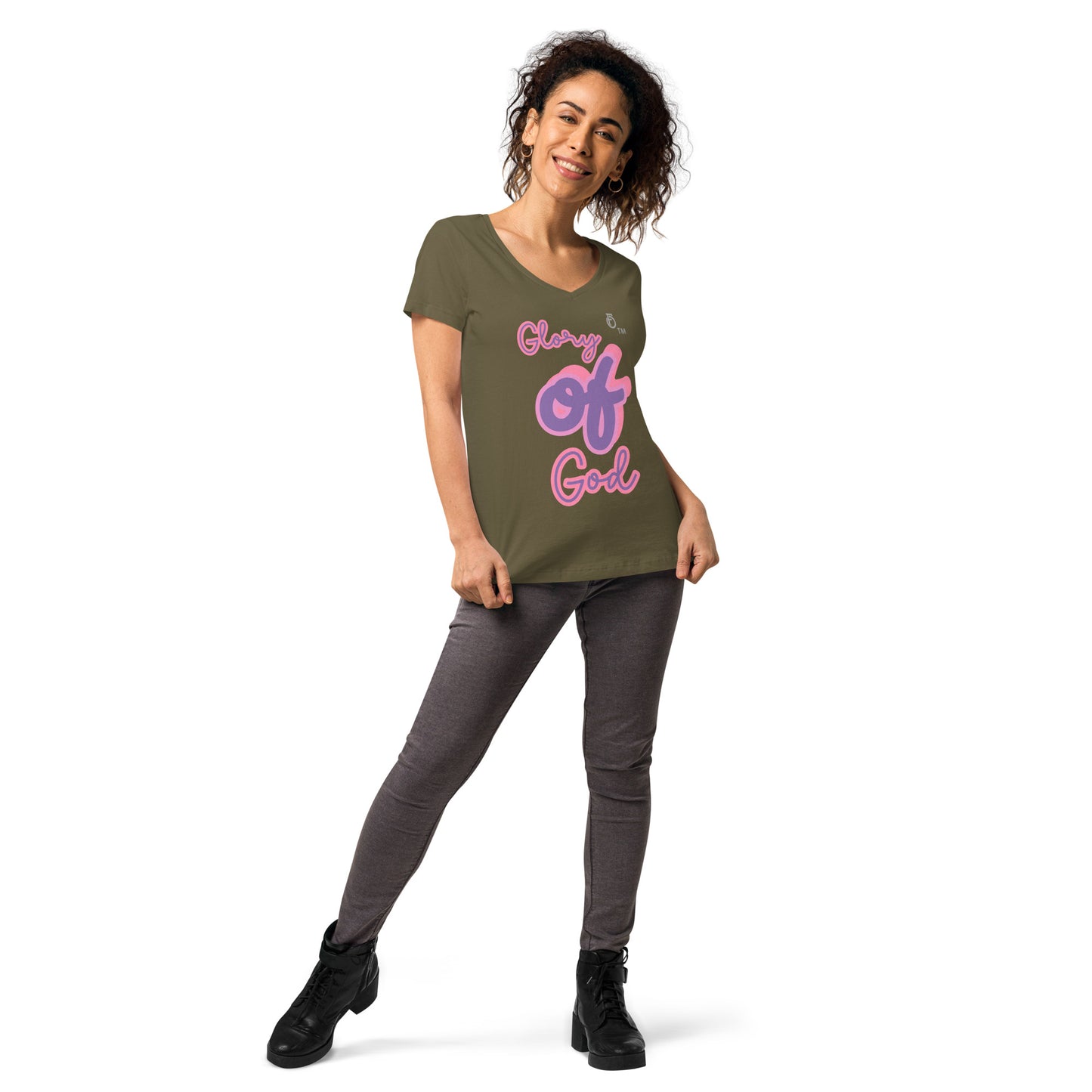 WOMEN Glory "OF" God [John 11:40] fitted v-neck t-shirt
