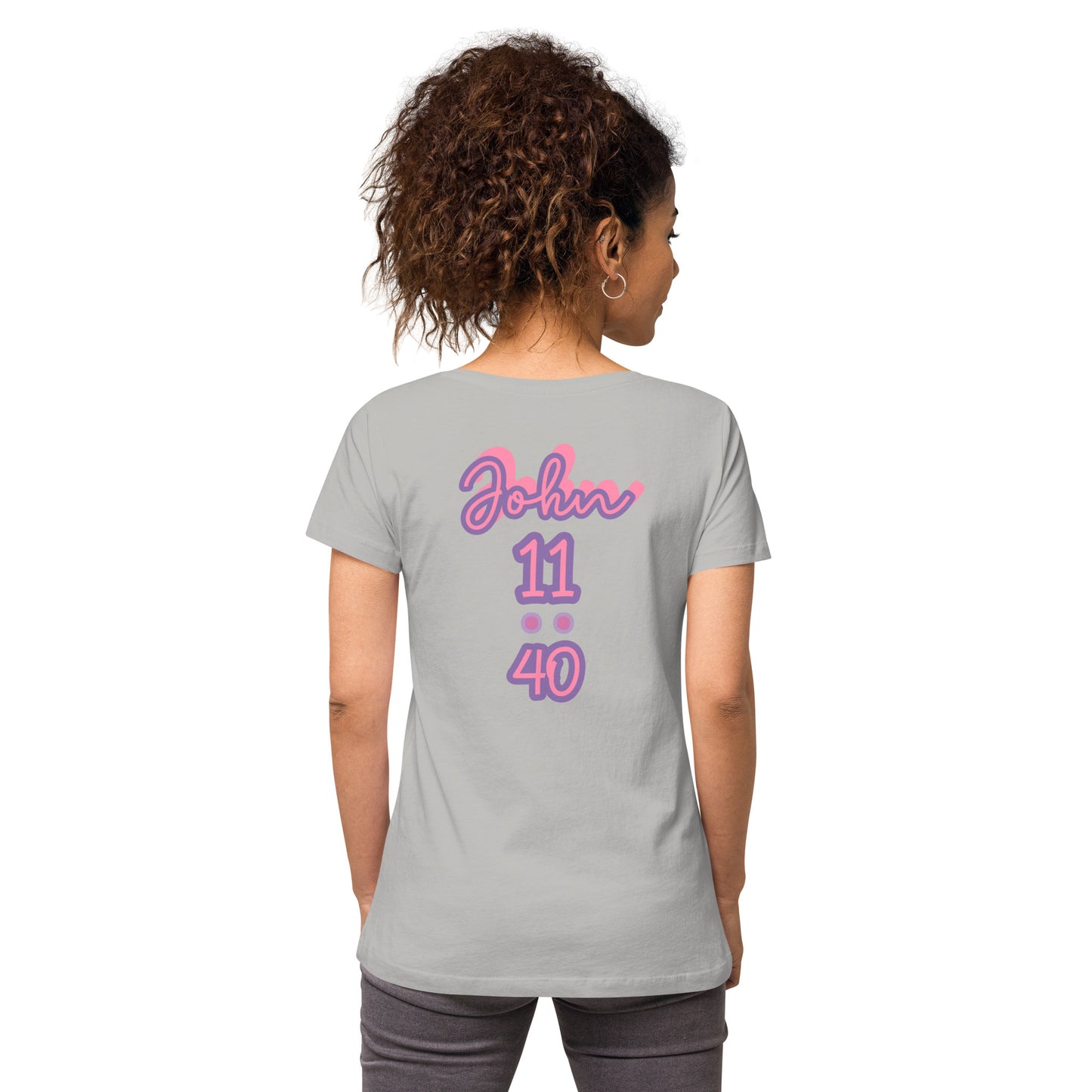 WOMEN Glory "OF" God [John 11:40] fitted v-neck t-shirt