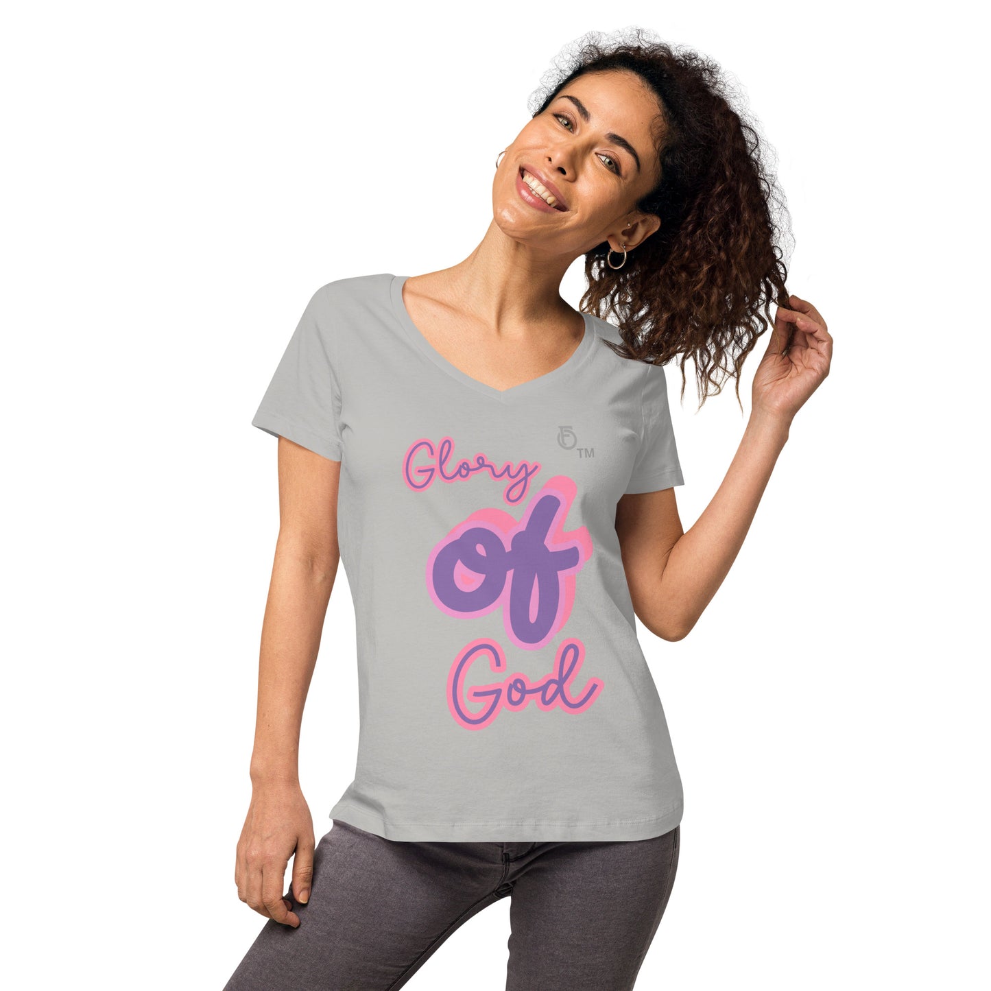 WOMEN Glory "OF" God [John 11:40] fitted v-neck t-shirt