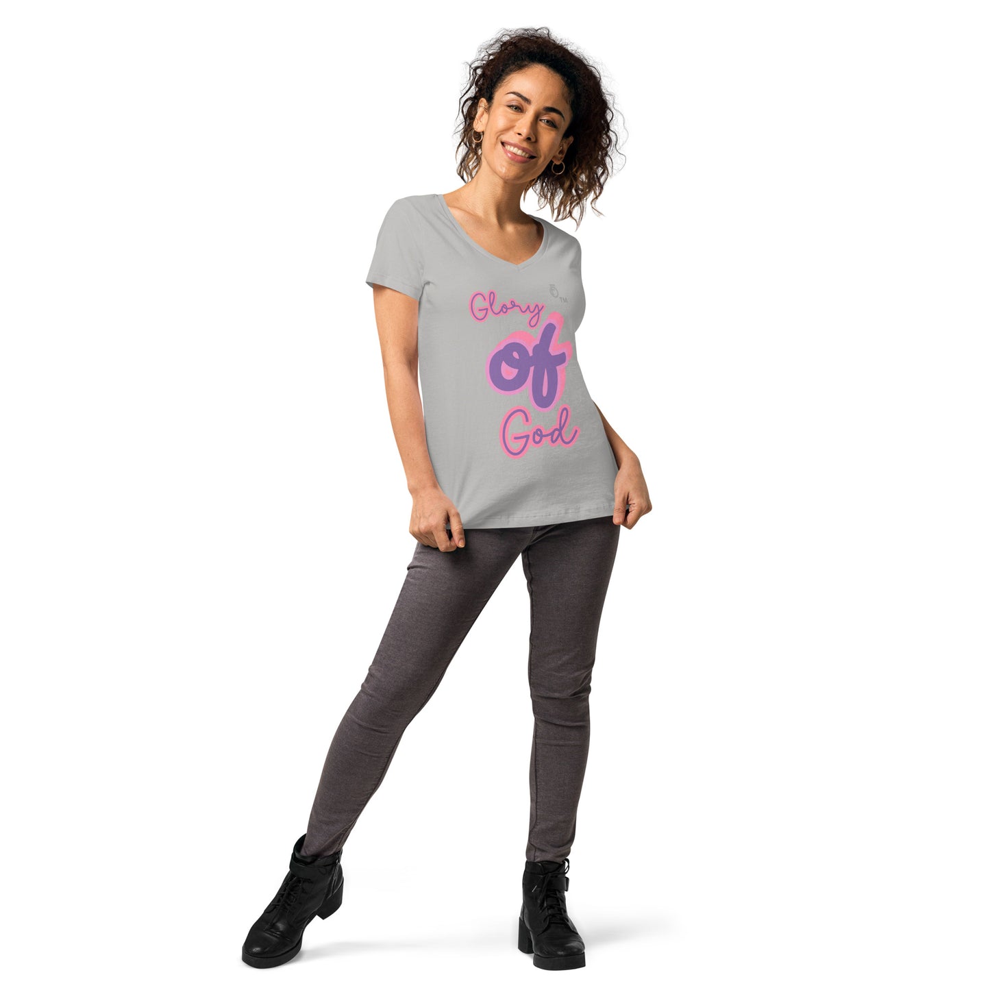 WOMEN Glory "OF" God [John 11:40] fitted v-neck t-shirt