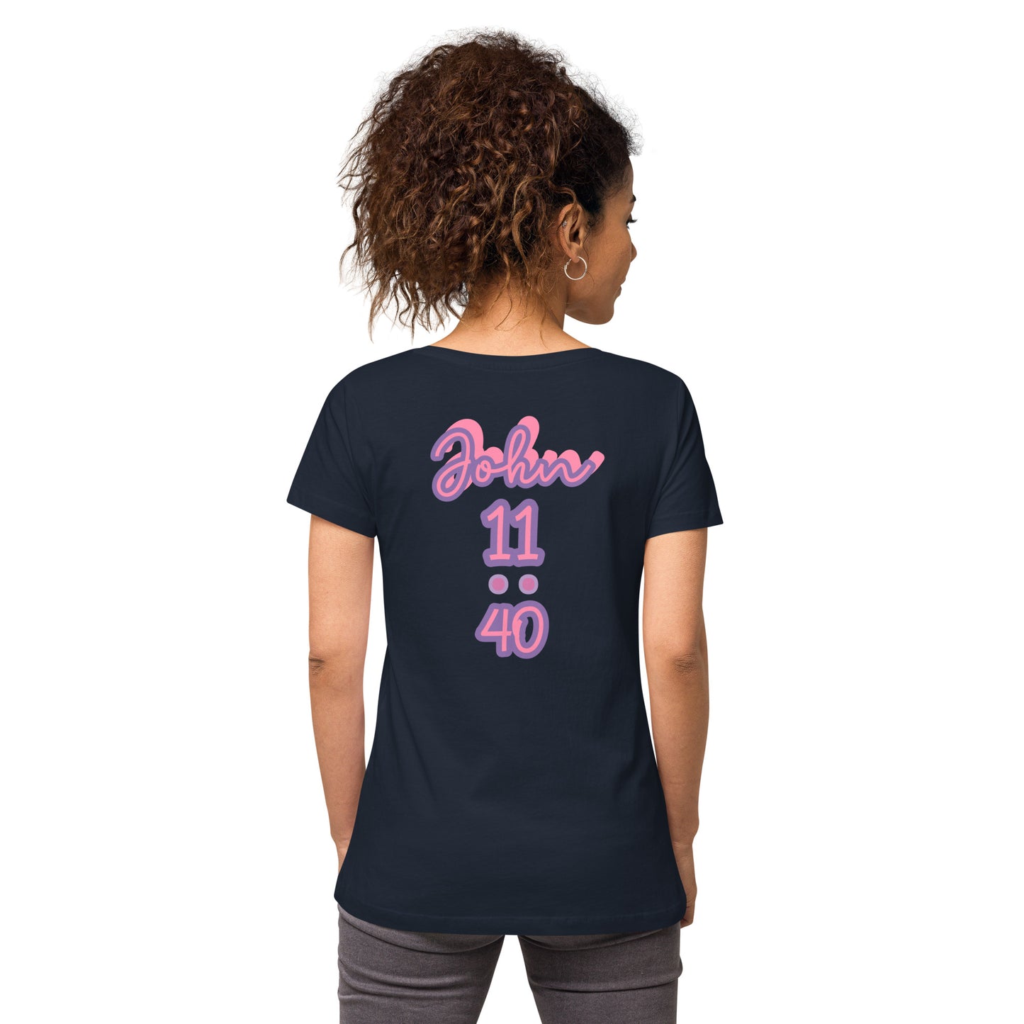 WOMEN Glory "OF" God [John 11:40] fitted v-neck t-shirt
