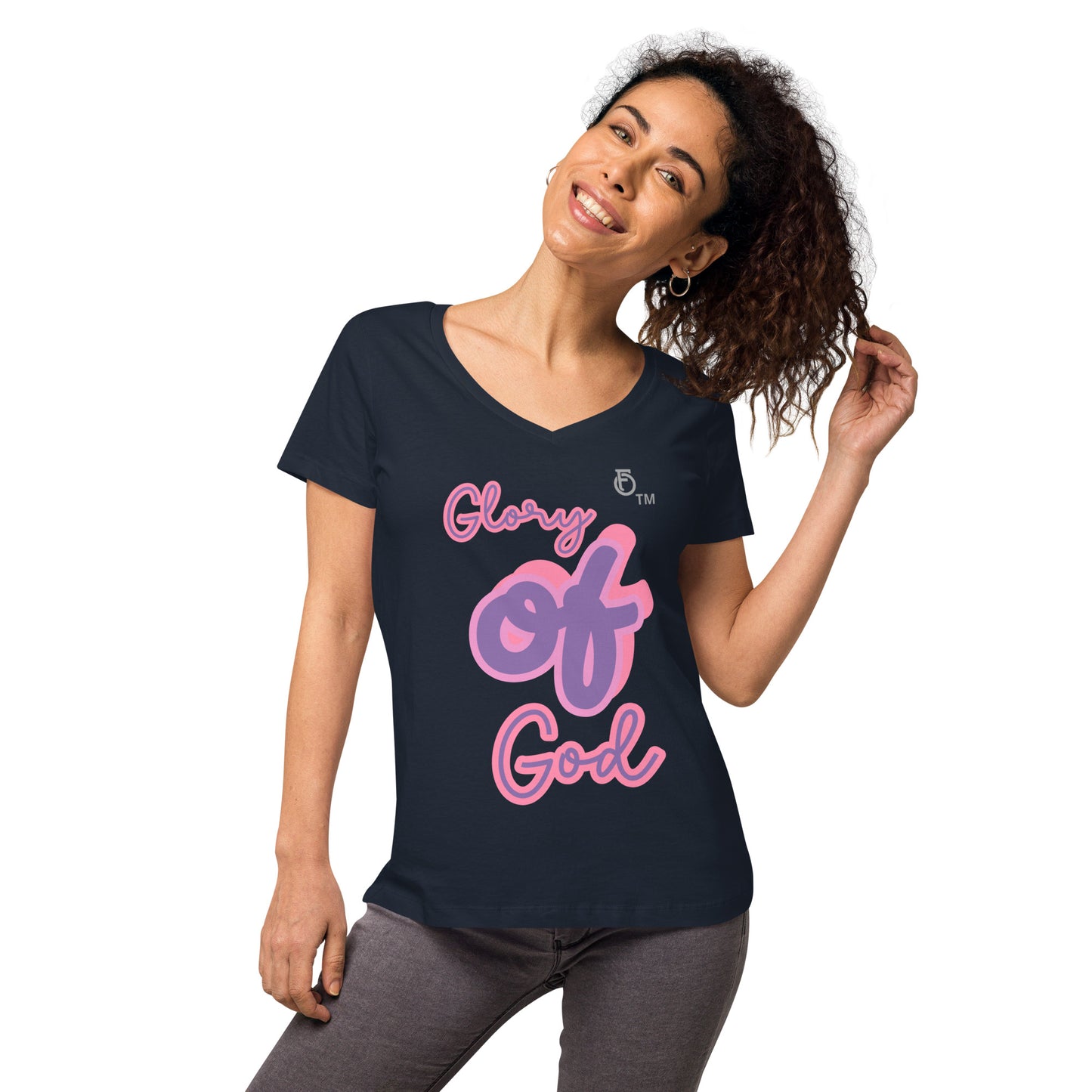 WOMEN Glory "OF" God [John 11:40] fitted v-neck t-shirt
