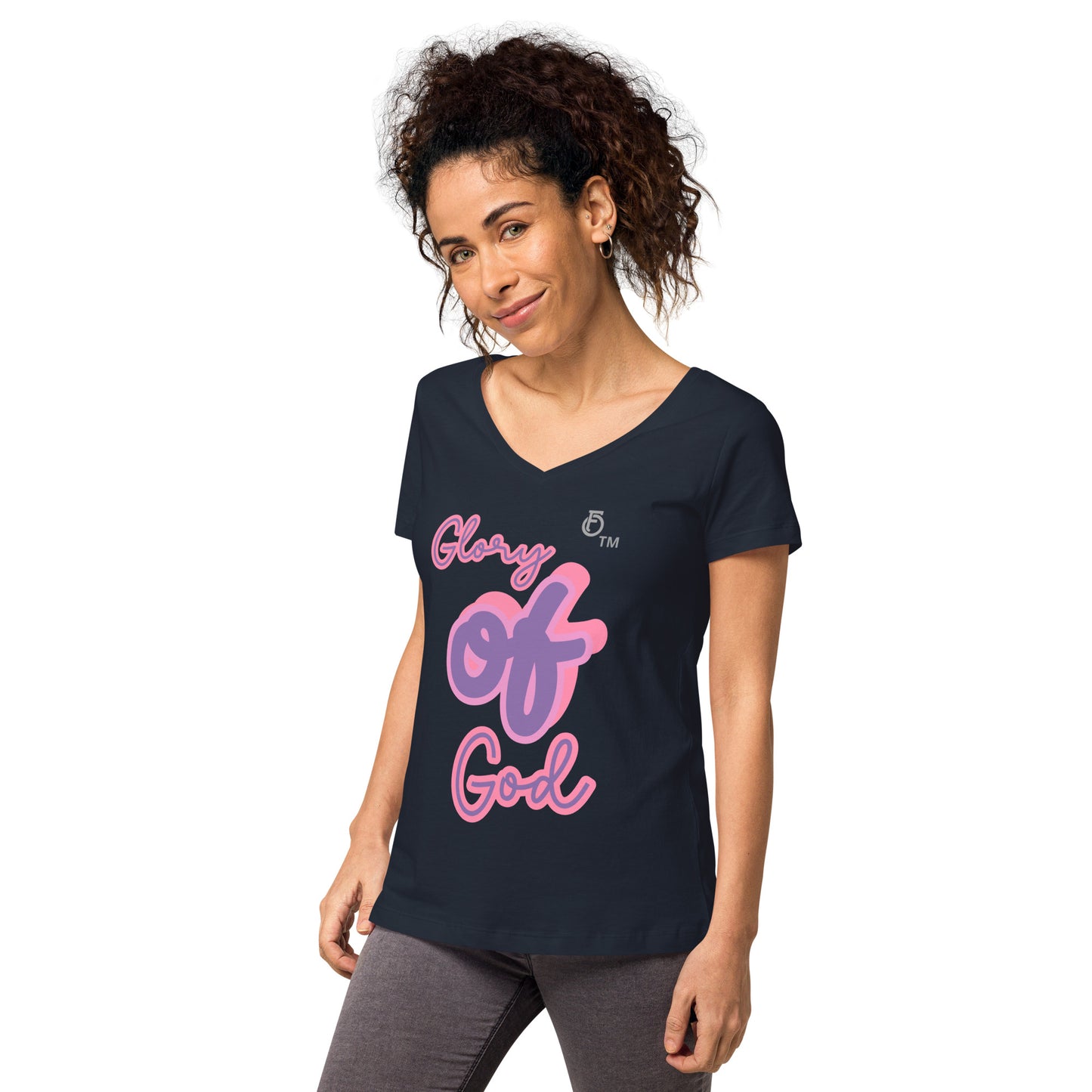 WOMEN Glory "OF" God [John 11:40] fitted v-neck t-shirt