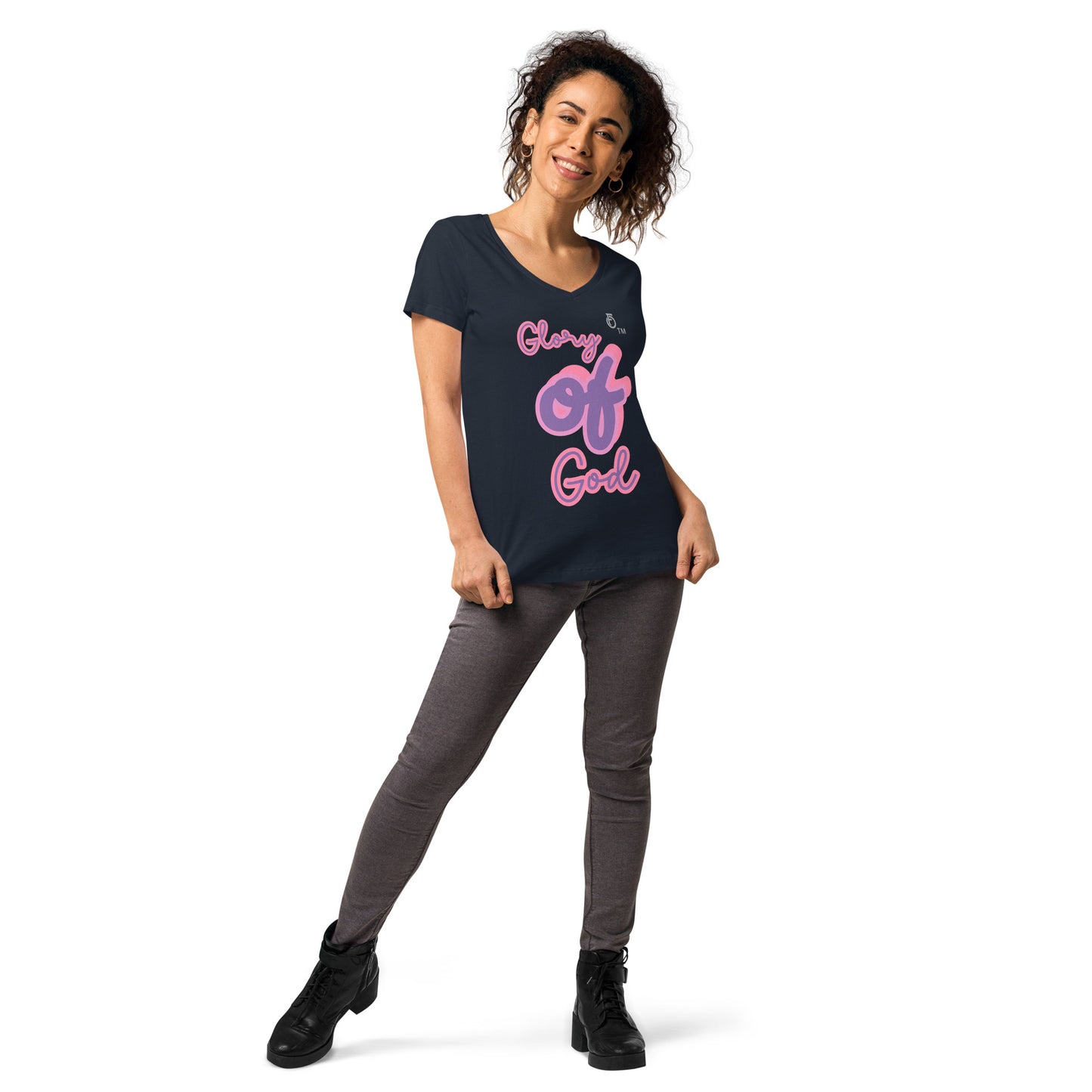WOMEN Glory "OF" God [John 11:40] fitted v-neck t-shirt