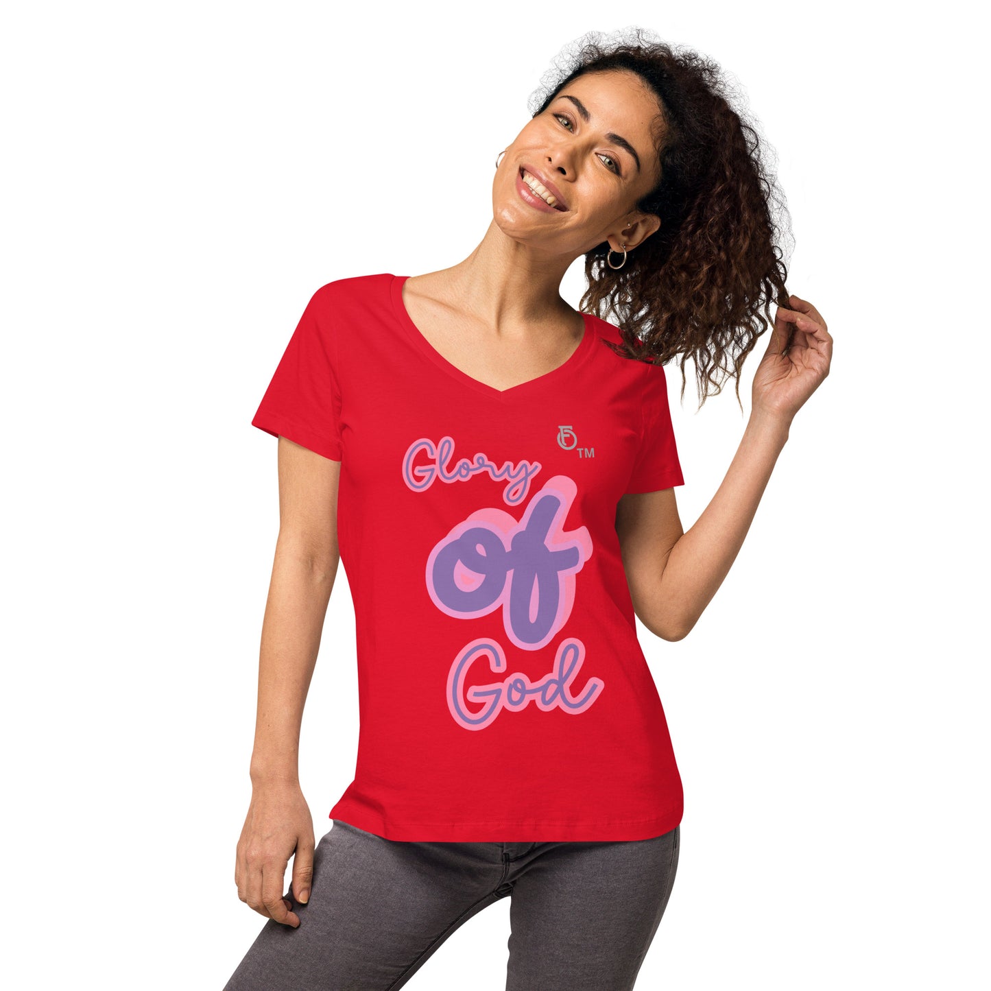 WOMEN Glory "OF" God [John 11:40] fitted v-neck t-shirt