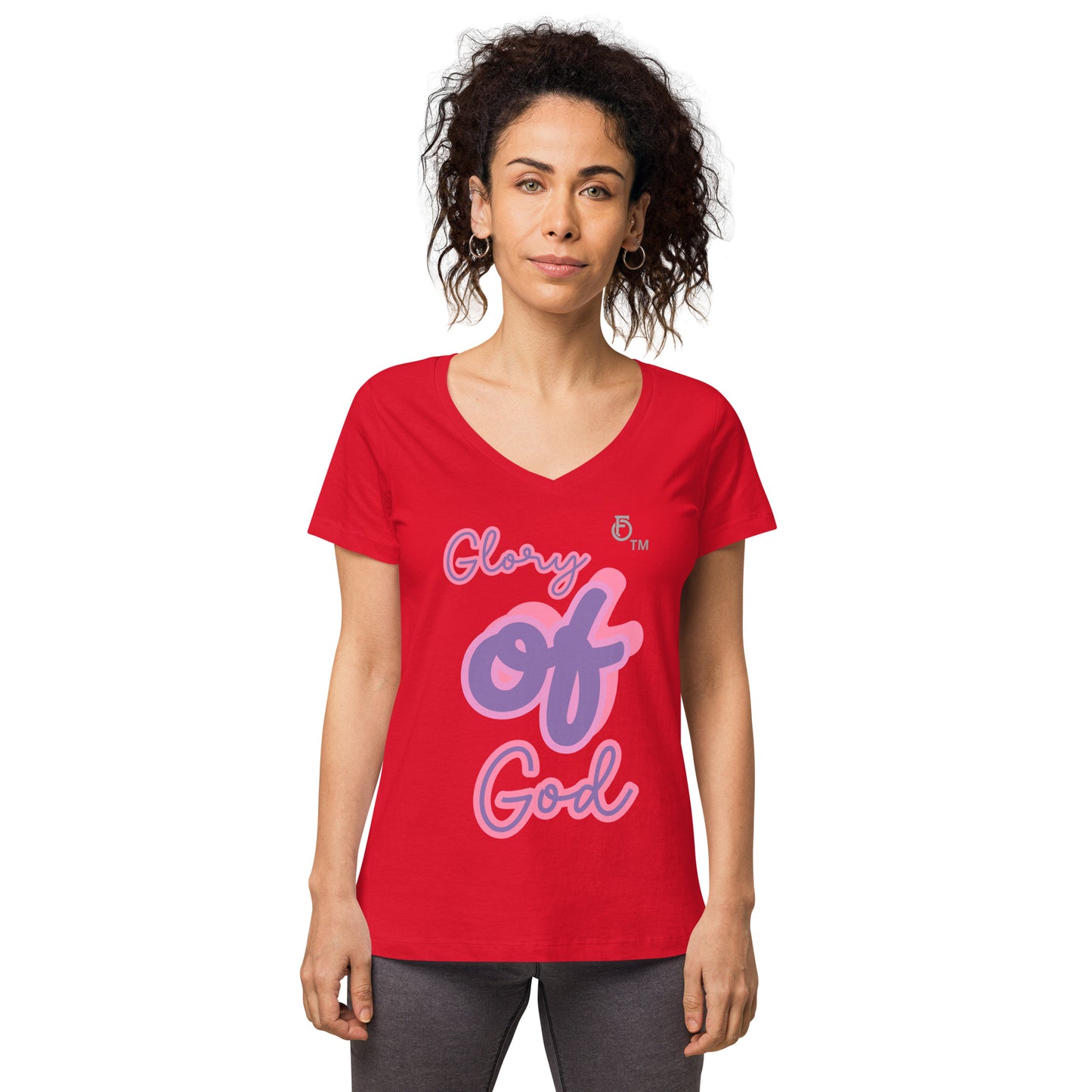 WOMEN Glory "OF" God [John 11:40] fitted v-neck t-shirt