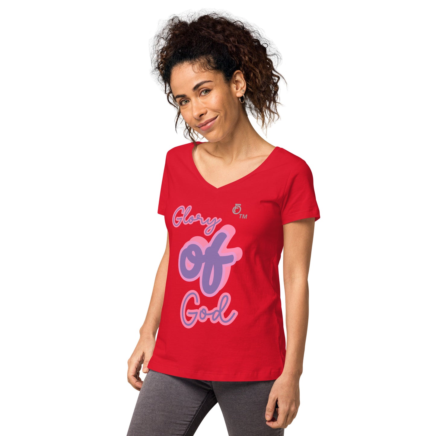 WOMEN Glory "OF" God [John 11:40] fitted v-neck t-shirt