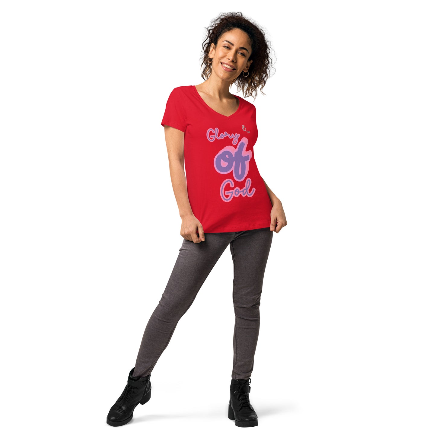 WOMEN Glory "OF" God [John 11:40] fitted v-neck t-shirt