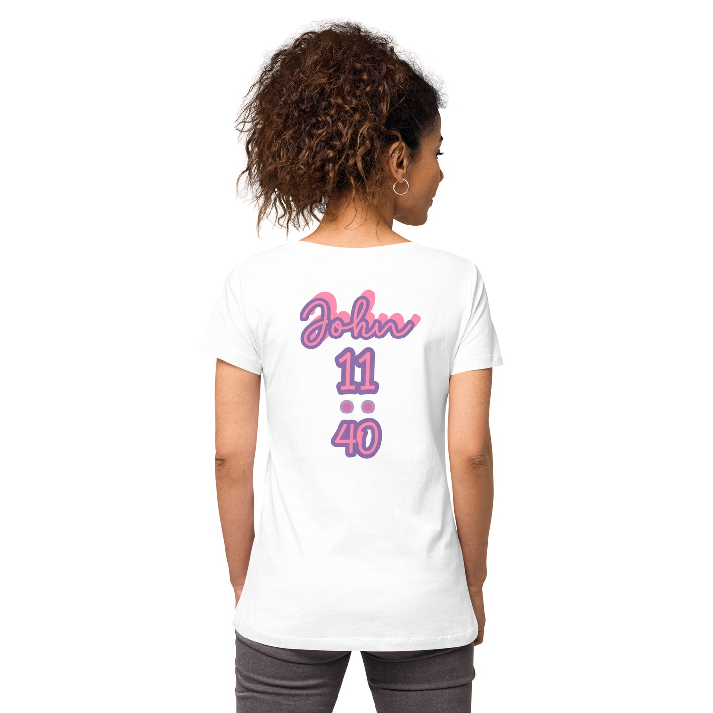 WOMEN Glory "OF" God [John 11:40] fitted v-neck t-shirt