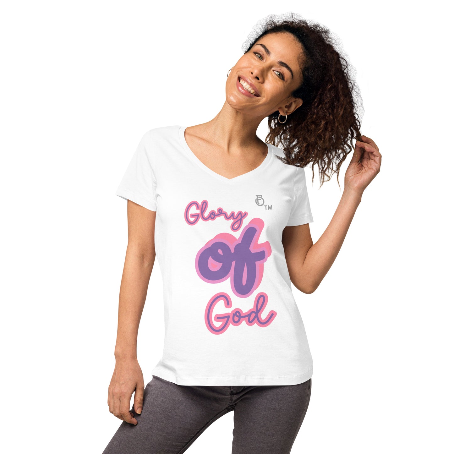 WOMEN Glory "OF" God [John 11:40] fitted v-neck t-shirt