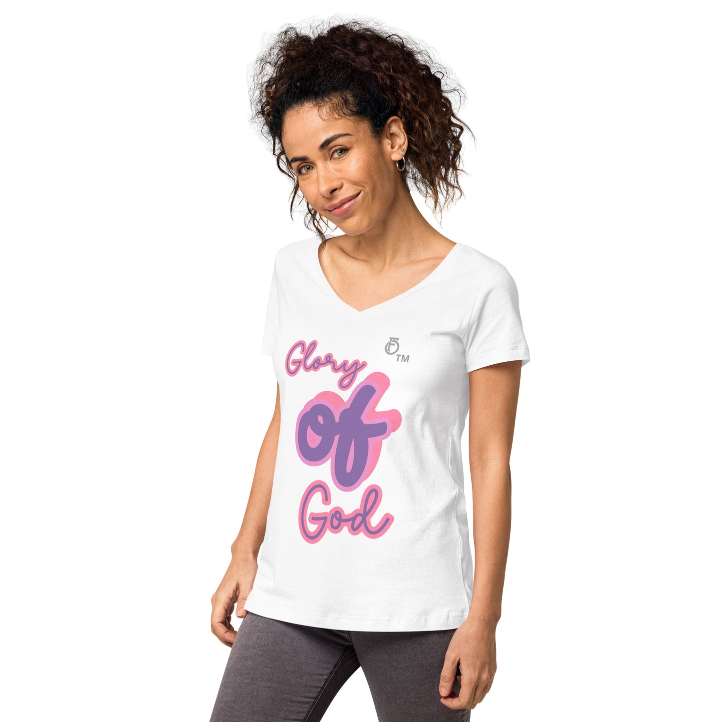 WOMEN Glory "OF" God [John 11:40] fitted v-neck t-shirt