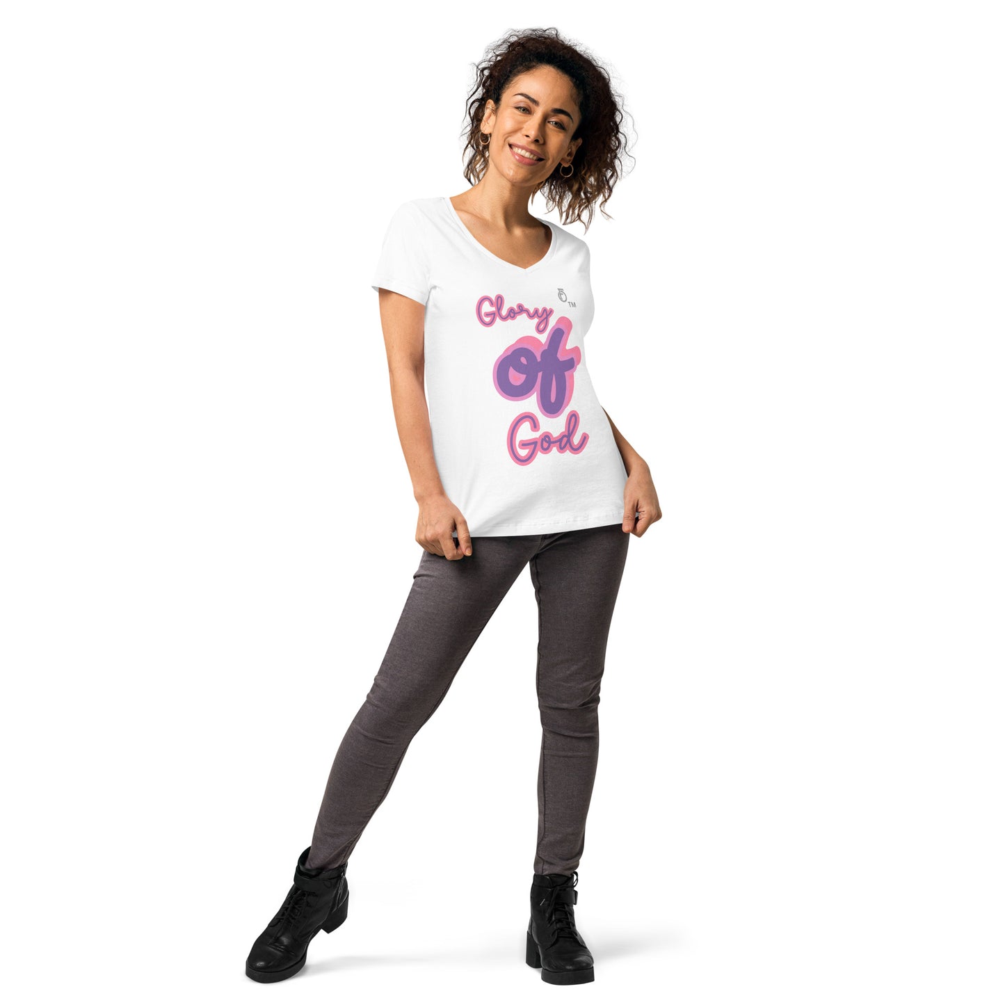 WOMEN Glory "OF" God [John 11:40] fitted v-neck t-shirt
